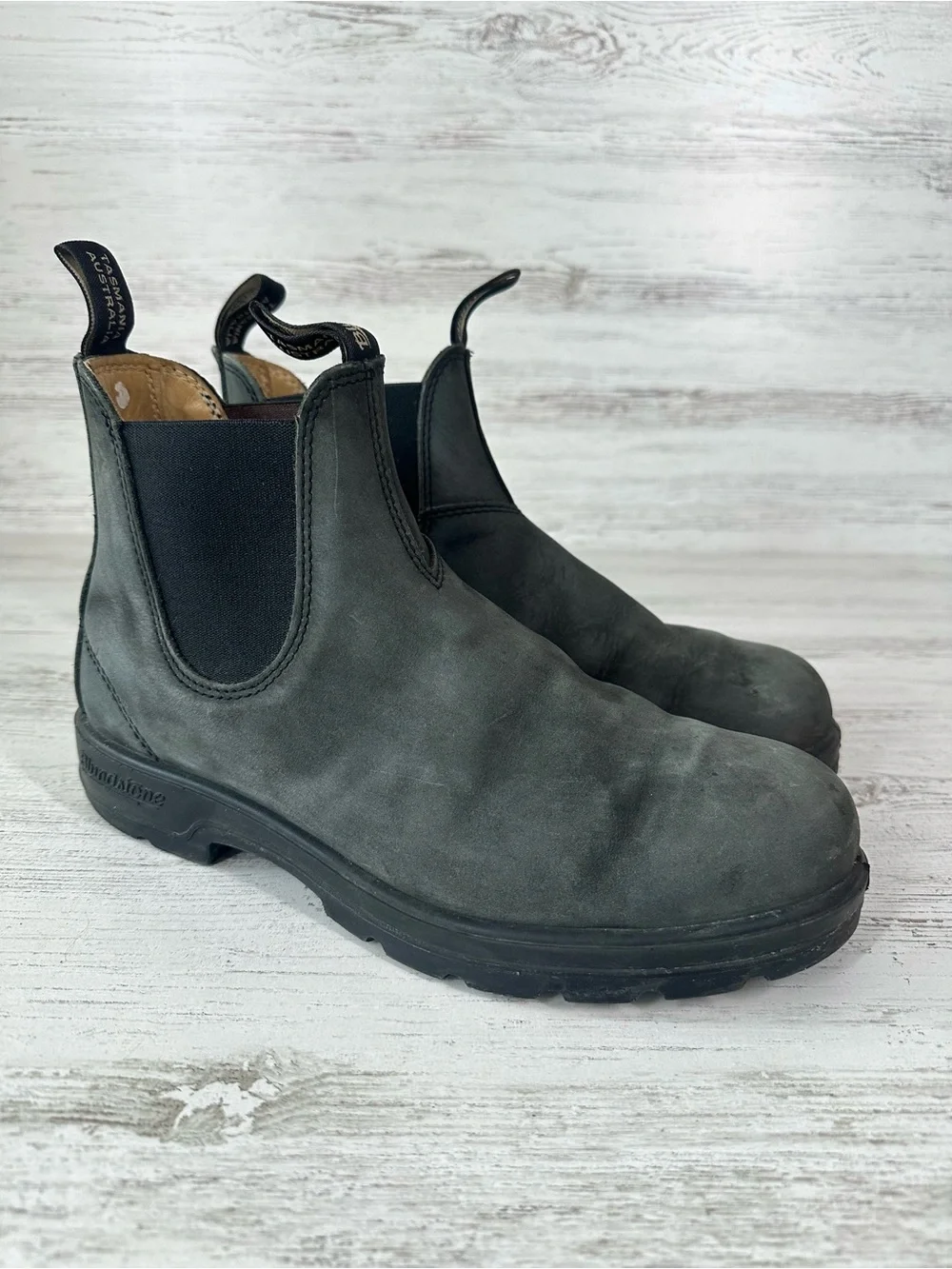 BLUNDSTONE Classic Chelsea Pull On Leather Boots 9 Gray